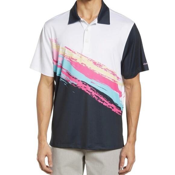 CHUBBIES Paint Splash Performance Men’s Tennis Polo Shirt - XL - Picture 1 of 4